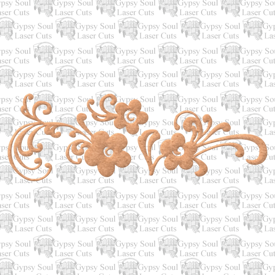 5 Petal Flowers With Flourishes - Click Image to Close