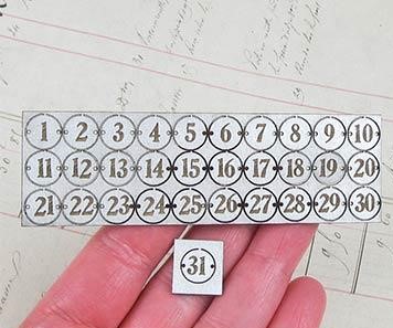 Tiny Faux Metal Number Plates 1 to 31
